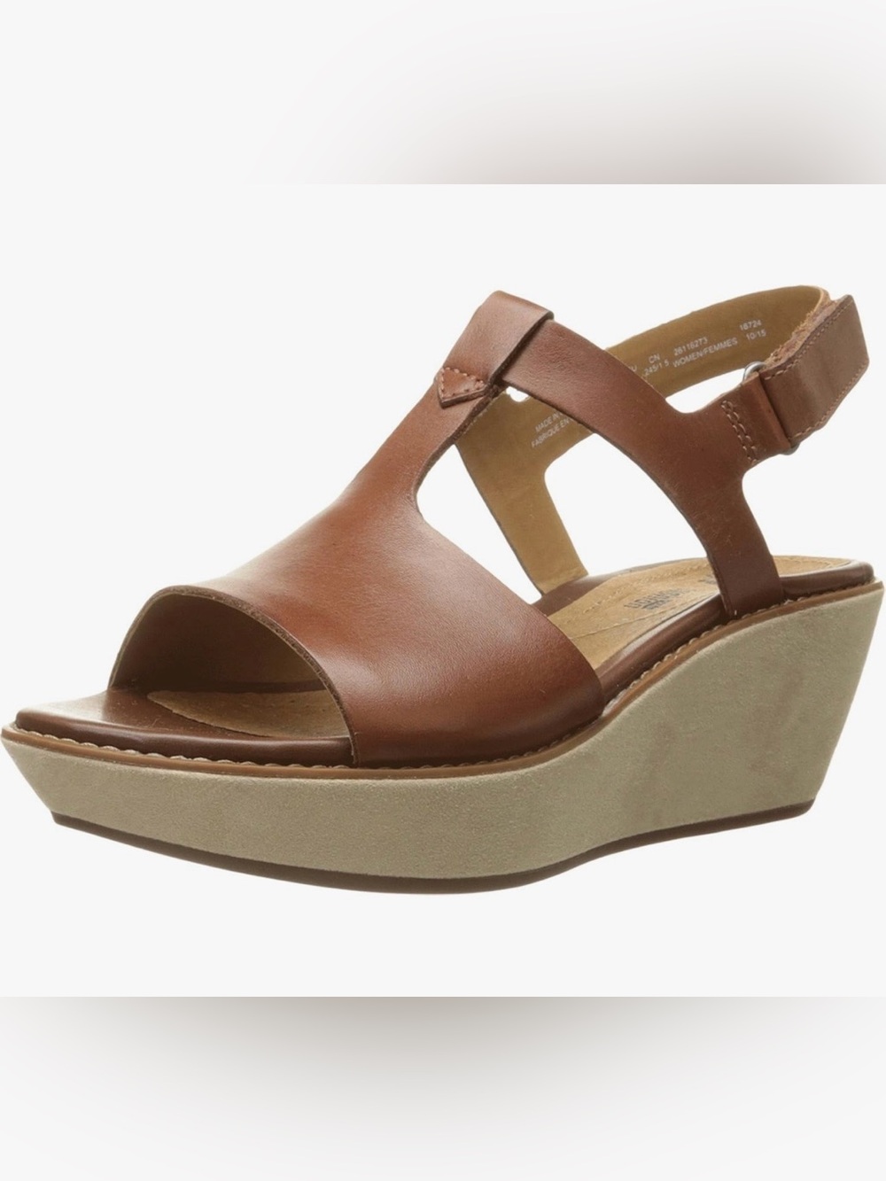 Clarks Soft Cushion Women Size 7 M Hazelle Amore T-Strap Brown Leather Sandal